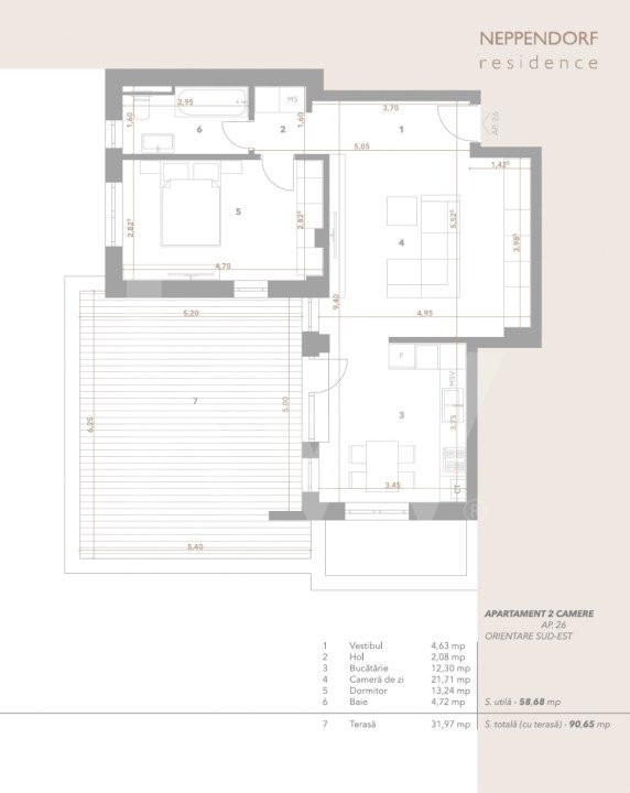Apartament cartier Turnisor - bloc cu lift