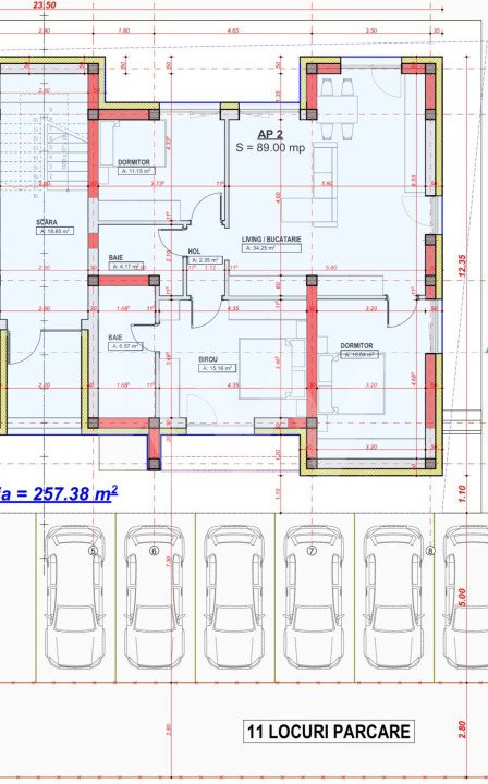 Apartament spațios cu 4 camere - 2 băi - grădină 70mp
