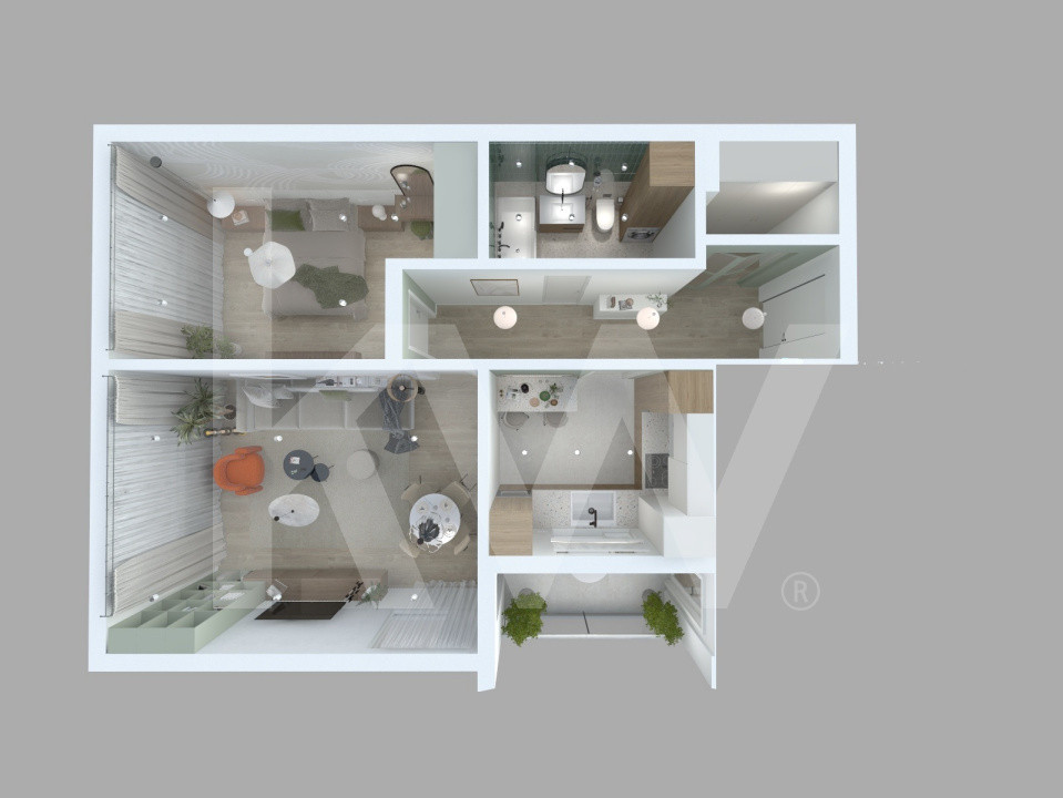Apartament 2 camere 55,25 mp