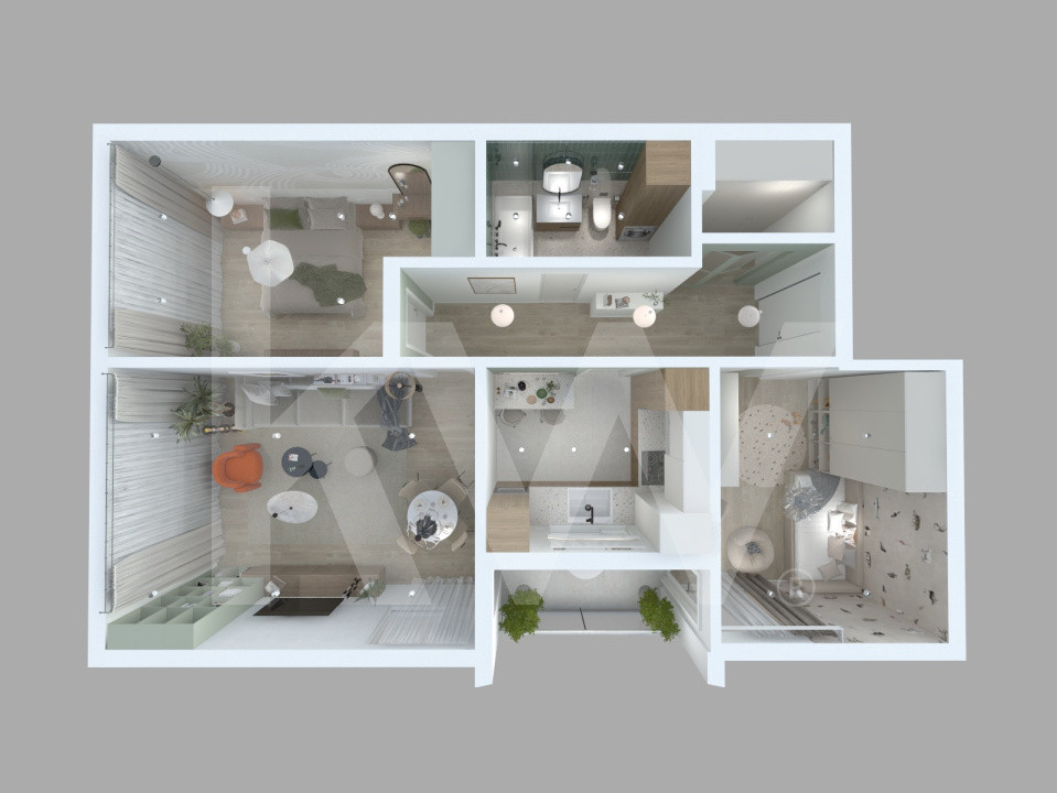 Apartament 3 camere 72,07 mp