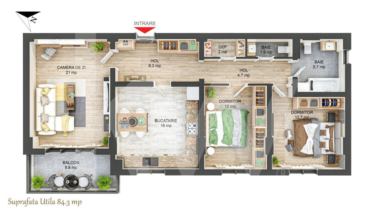 Apartament cu 3 camere - finisat la cheie - Zona Ciresica