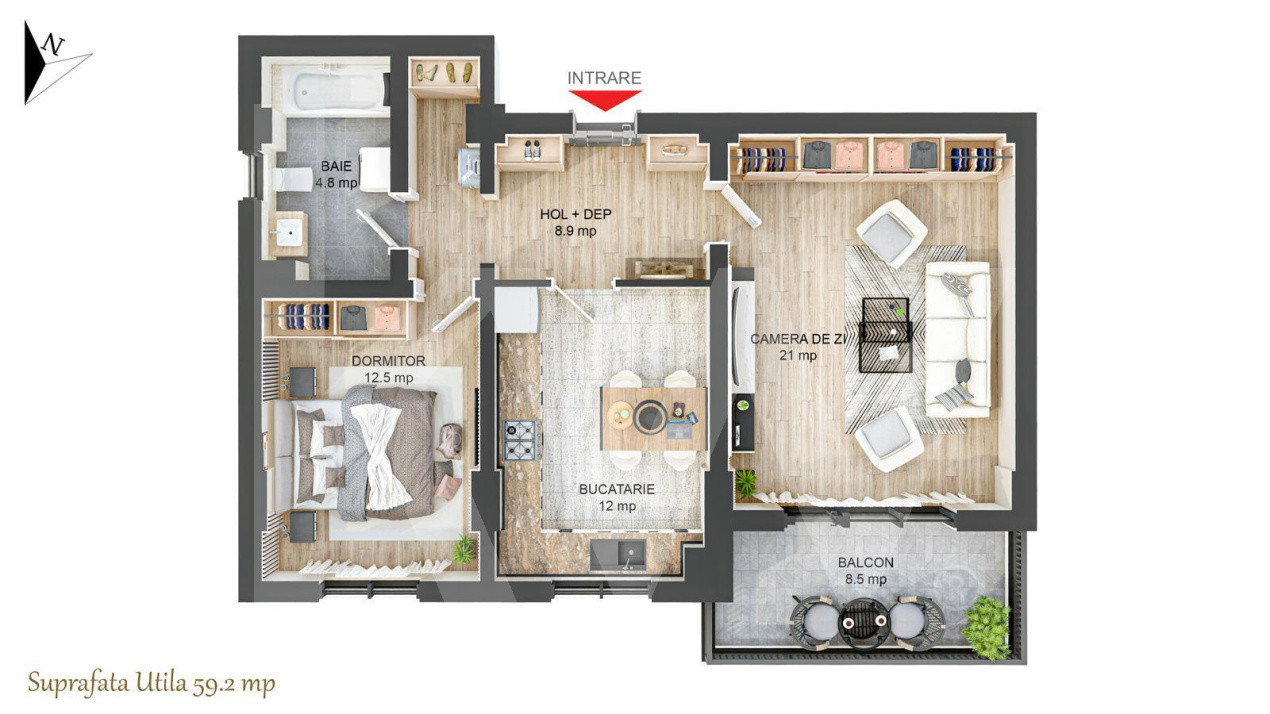 Apartament cu 2 camere - finisat la cheie - Zona Ciresica
