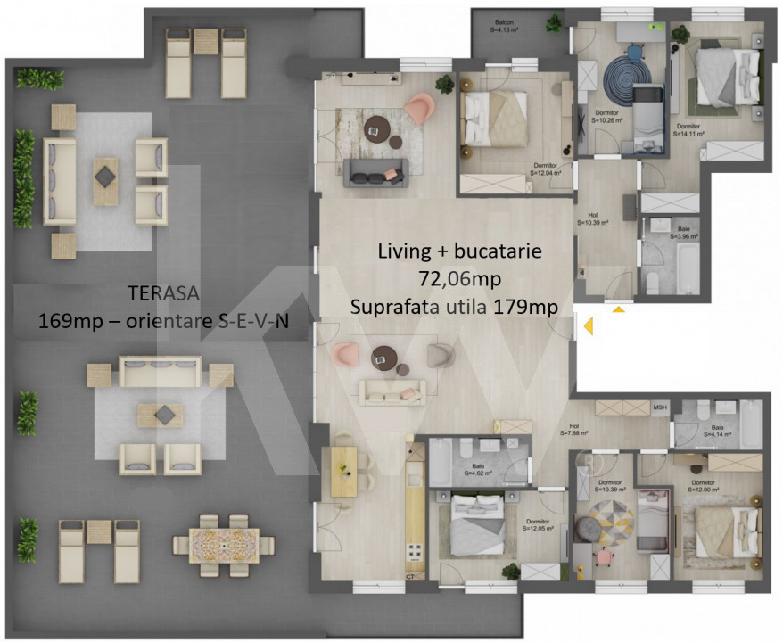 Penthouse Sibiu 179mpu 170mp terasa 8 camere 4 bai Doamna Stanca Sibiu