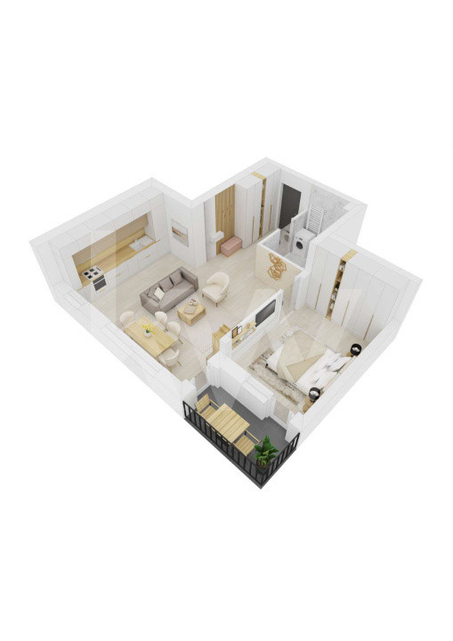 Apartament 2 camere la cheie balcon parcare 48,6mpu Et.3 Doamna Stanca