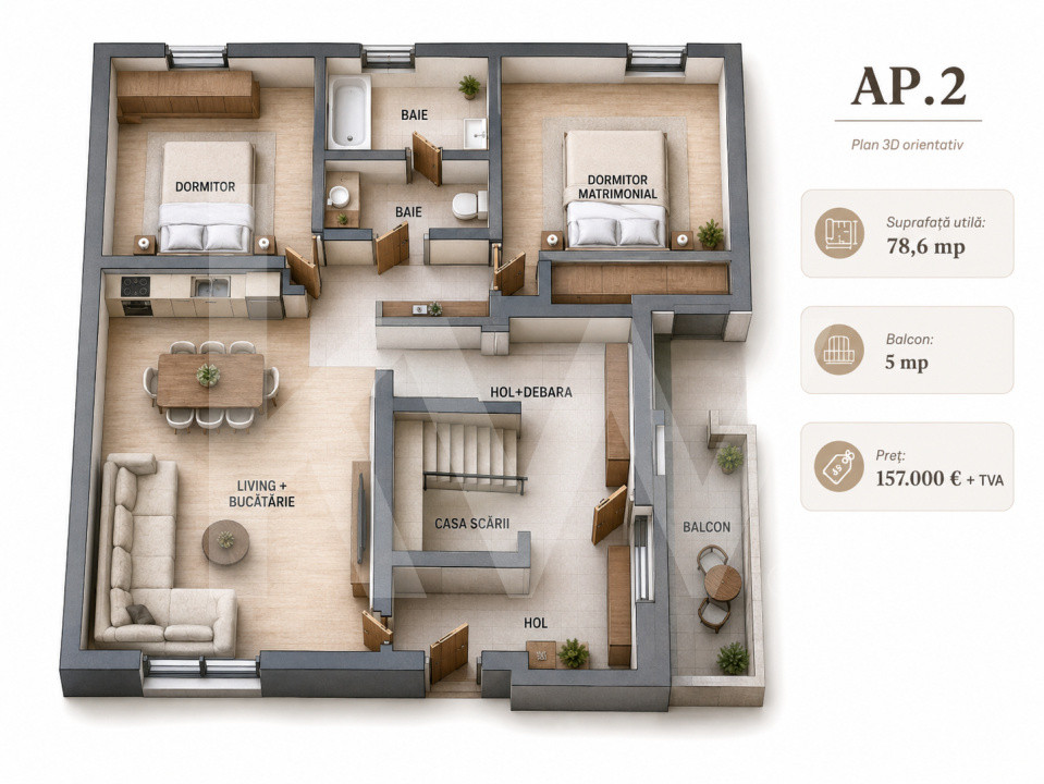 Apartament 3 camere Premium Arhitectilor