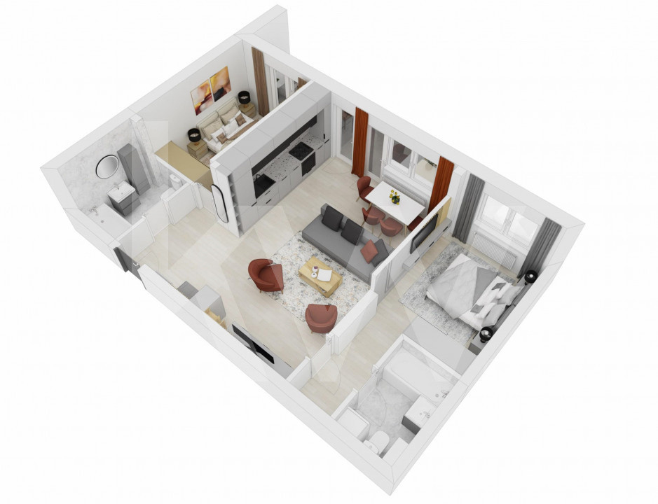 Apartament de vanzare 3 camere Sibiu Doamna Stanca 64mpu finisat cheie