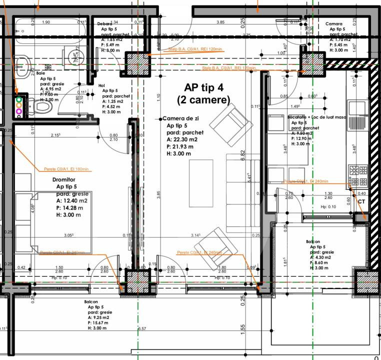 Apartament 2 camere 51mp utili buc separata balcon etaj 1 Sibiu