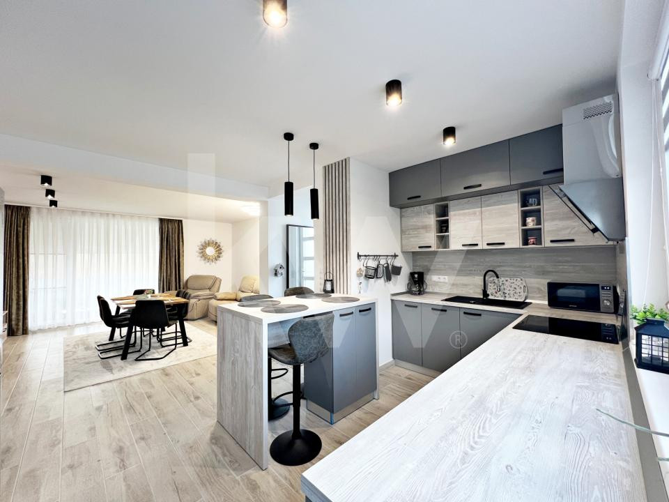 Casa nouă 4 cam. modernă, mobilată și utilată, curte. 10 min. de Sibiu 