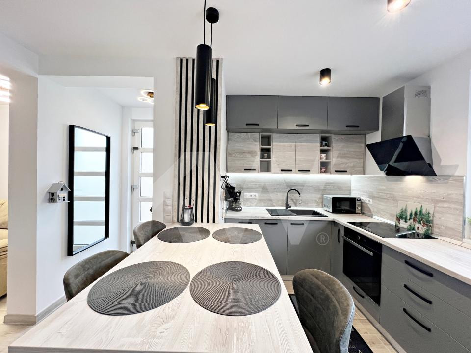 Casa nouă 4 cam. modernă, mobilată și utilată, curte. 10 min. de Sibiu 