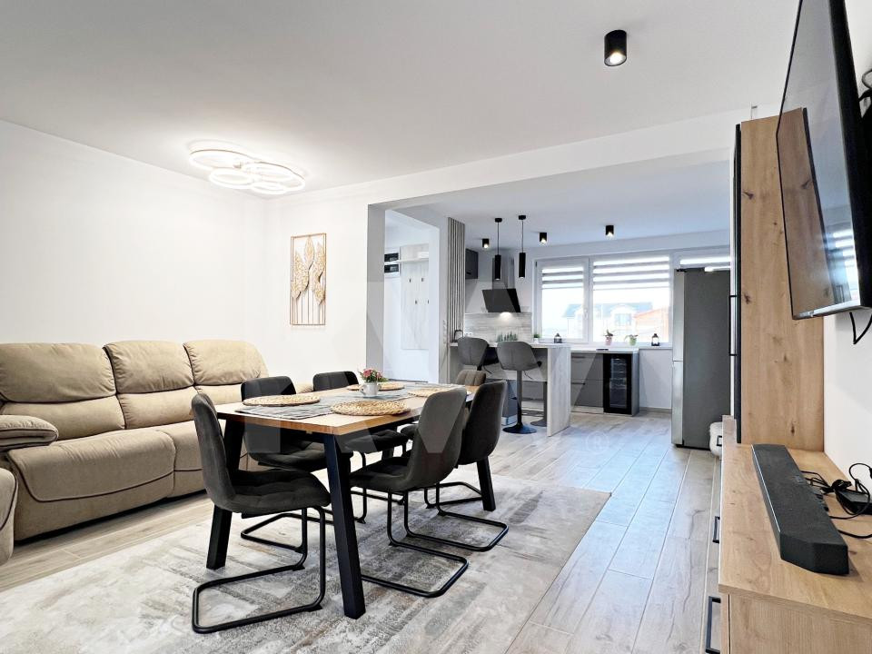 Casa nouă 4 cam. modernă, mobilată și utilată, curte. 10 min. de Sibiu 