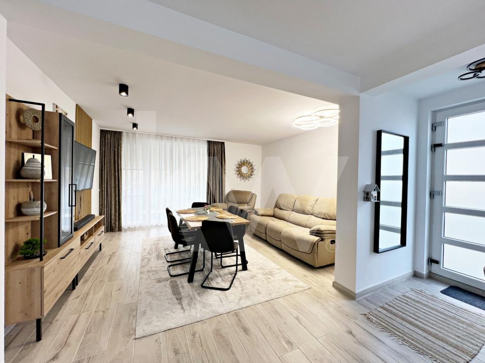 Casa nouă 4 cam. modernă, mobilată și utilată, curte. 10 min. de Sibiu 