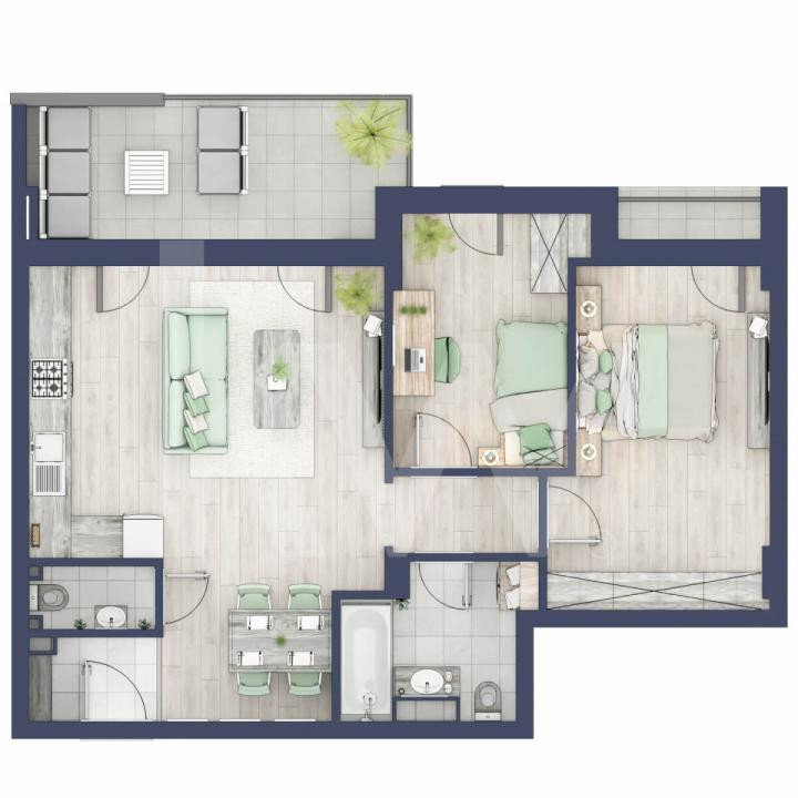 Apartament 3 camere, etaj 1, intabulare vara 2026