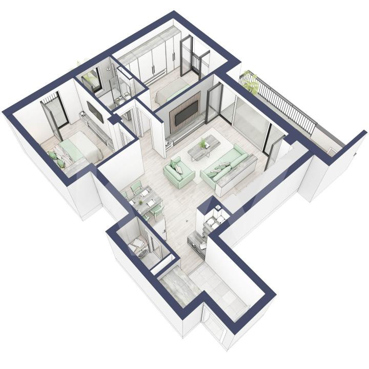 Apartament 3 camere, etaj 1, intabulare vara 2026