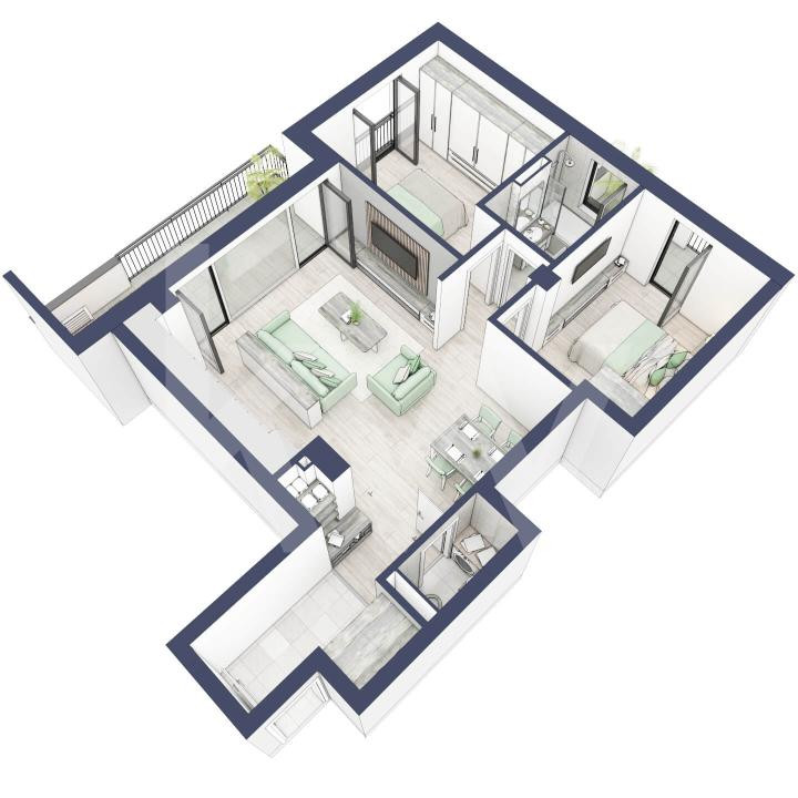 Apartament 3 camere, etaj 2, intabulare vara 2026