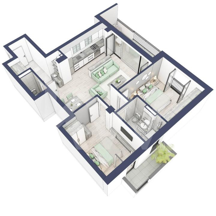 Apartament 3 camere, etaj 2, intabulare vara 2026
