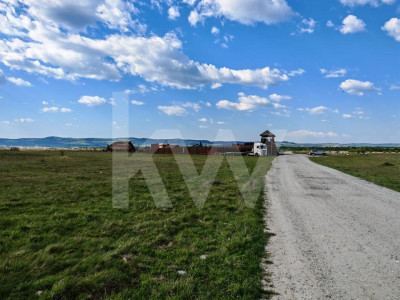 Teren 12.600 mp, front 56m la stradă asfaltată, vedere la munte 