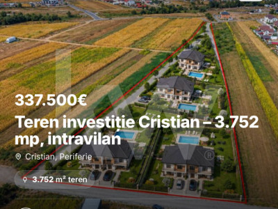 Teren investiție Cristian – 3.752 mp, intravilan front stradal dublu - 