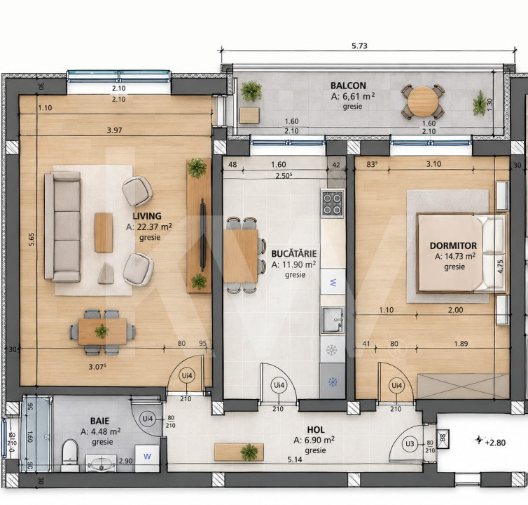 Apartament 2 camere , ansamblu rezidential nou, constructie noua , Selimbar