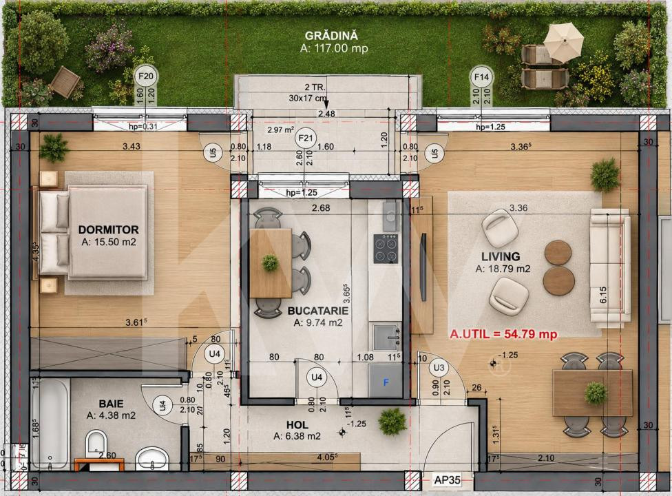Apartament 2 camere, decomandat, cu gradina, Selimbar, bloc nou