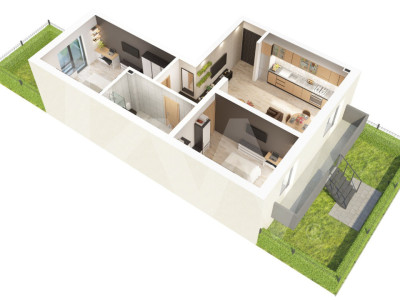 Apartament 3 camere – Grădini în suprafață totală de 47 mp
