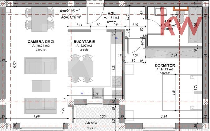 Apartament Nou - 2 camere - Etaj 2 - Decomandat - La Cheie