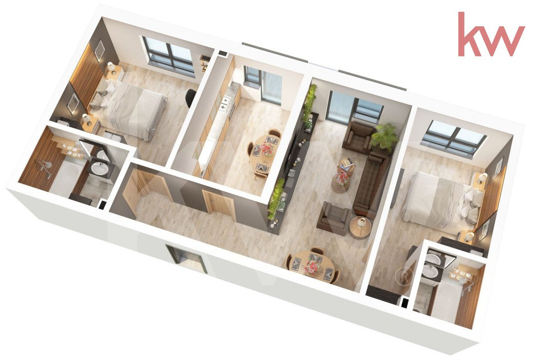 Apartament 3 camere – Zona Doamna Stanca - 68,7 mp utili + balcon 6,7 - 2 bai