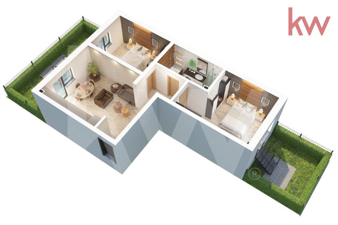 Apartament 3 camere cu grădină de 47 mp