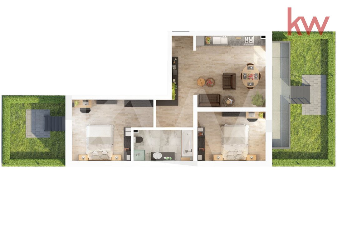 Apartament 3 camere cu grădină de 47 mp