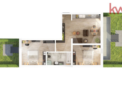 Apartament 3 camere cu grădină de 47 mp