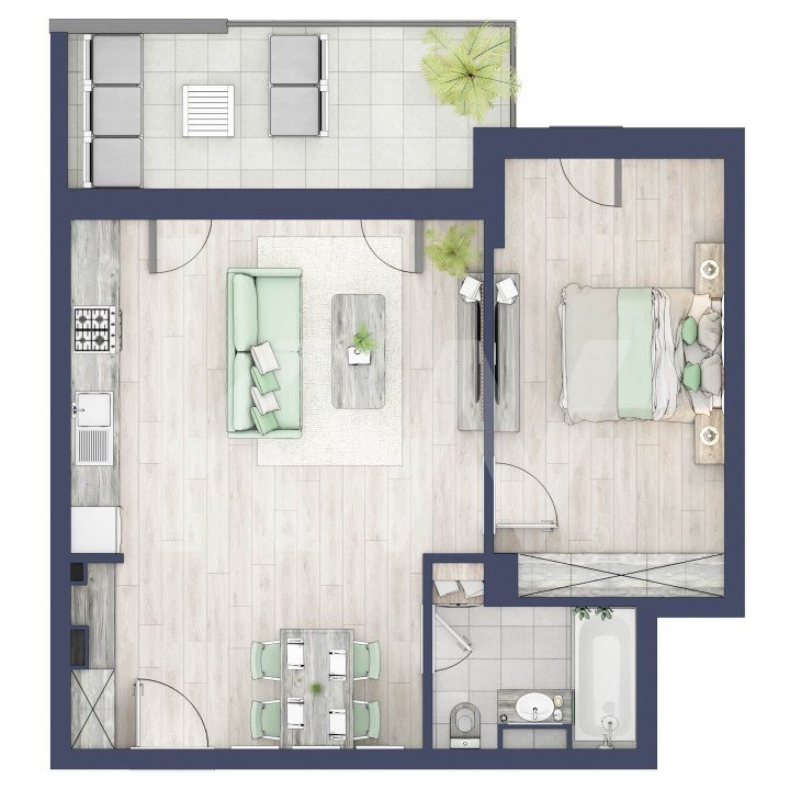 Apartament 2 camere  - Nou - Ansamblu Privat - Etaj 3