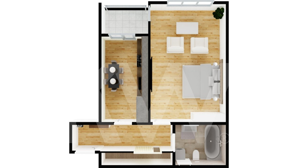 Apartament 1 camera cu Gradina - Nou - Selimbar