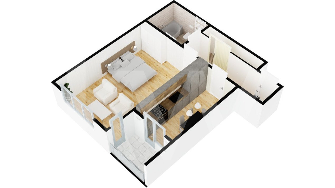 Apartament 1 camera cu Gradina - Nou - Selimbar