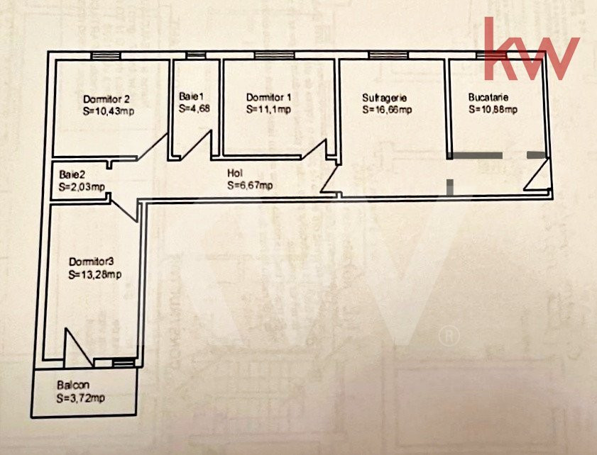 Apartament 4 camere-2 bai-balcon închis, bucătărie separată. Str. Rahovei Sibiu
