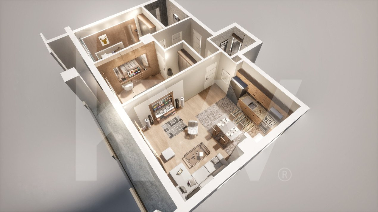 Apartament 3 camere - 2 bai - Logie 13.4 mp - Etaj 4